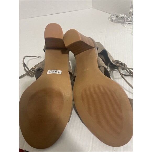 Torrid Sandals Women’s 11.5W Olive Faux Suede Open Toe Lace Up Block Heel Zip Up - Picture 14 of 15